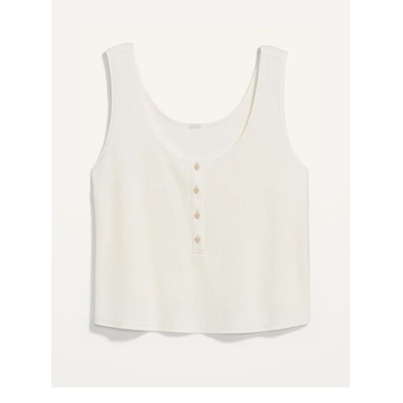 NWT Old Navy Henley Thermal Waffle Knit Scoop Neck Cropped Tank - Picture 9 of 12